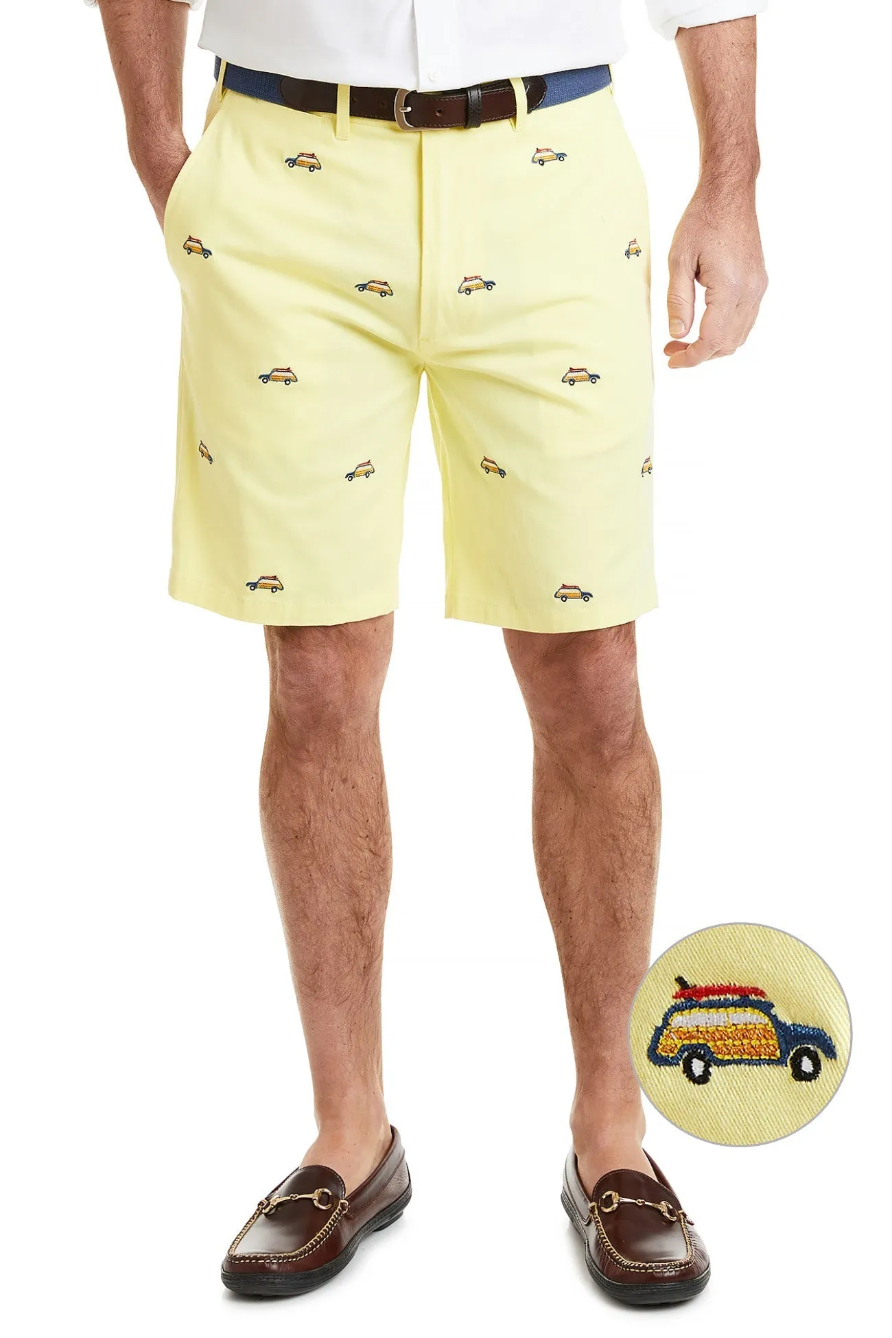 Cisco Short Stretch Twill Neon Yellow with Woody with Surfboard