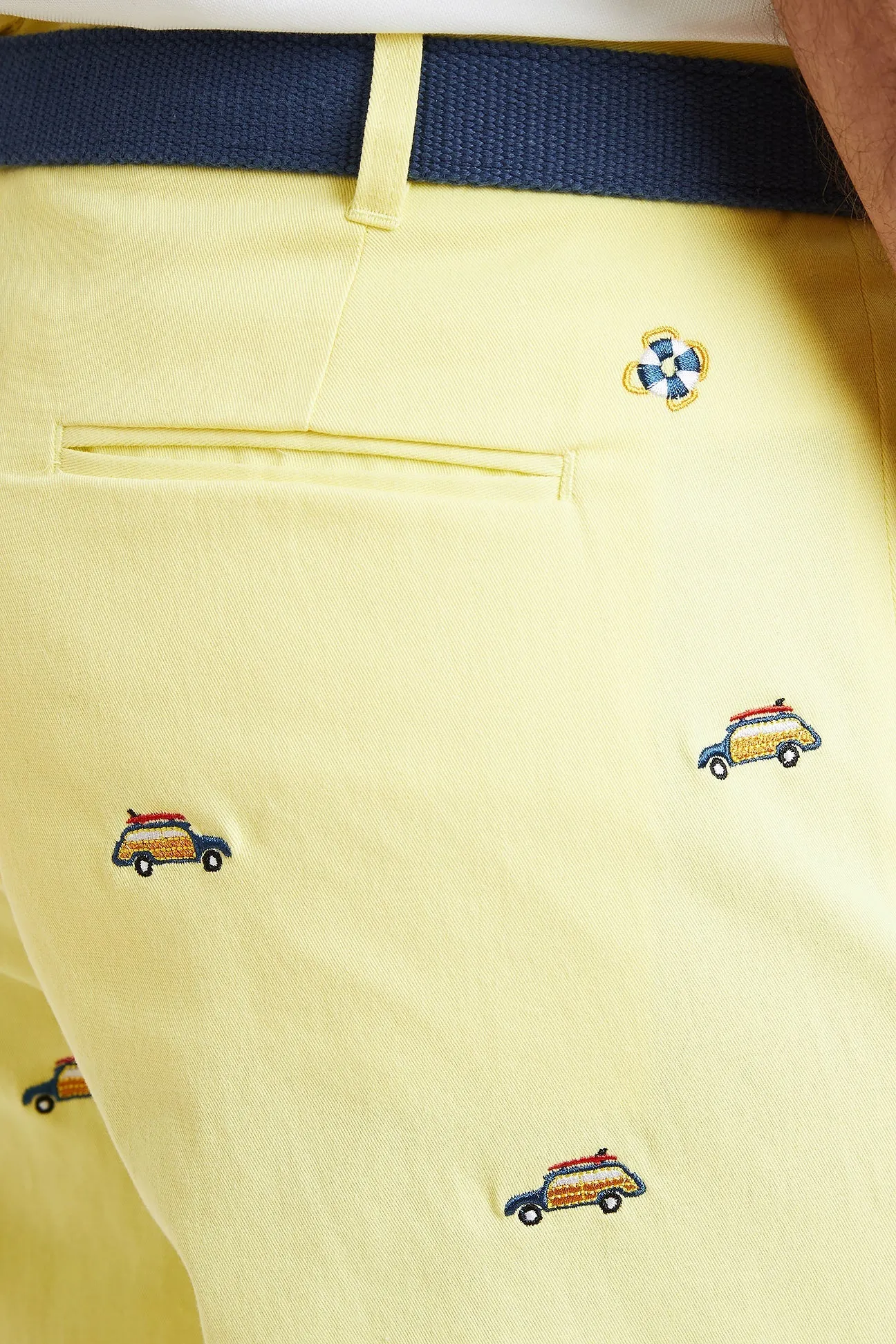 Cisco Short Stretch Twill Neon Yellow with Woody with Surfboard