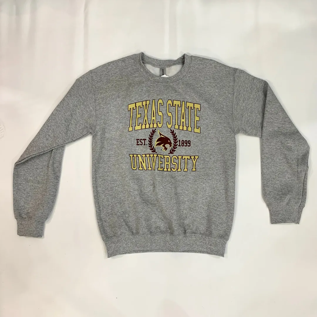 Collegiate Texas State Sweatshirt and T-Shirt Gray