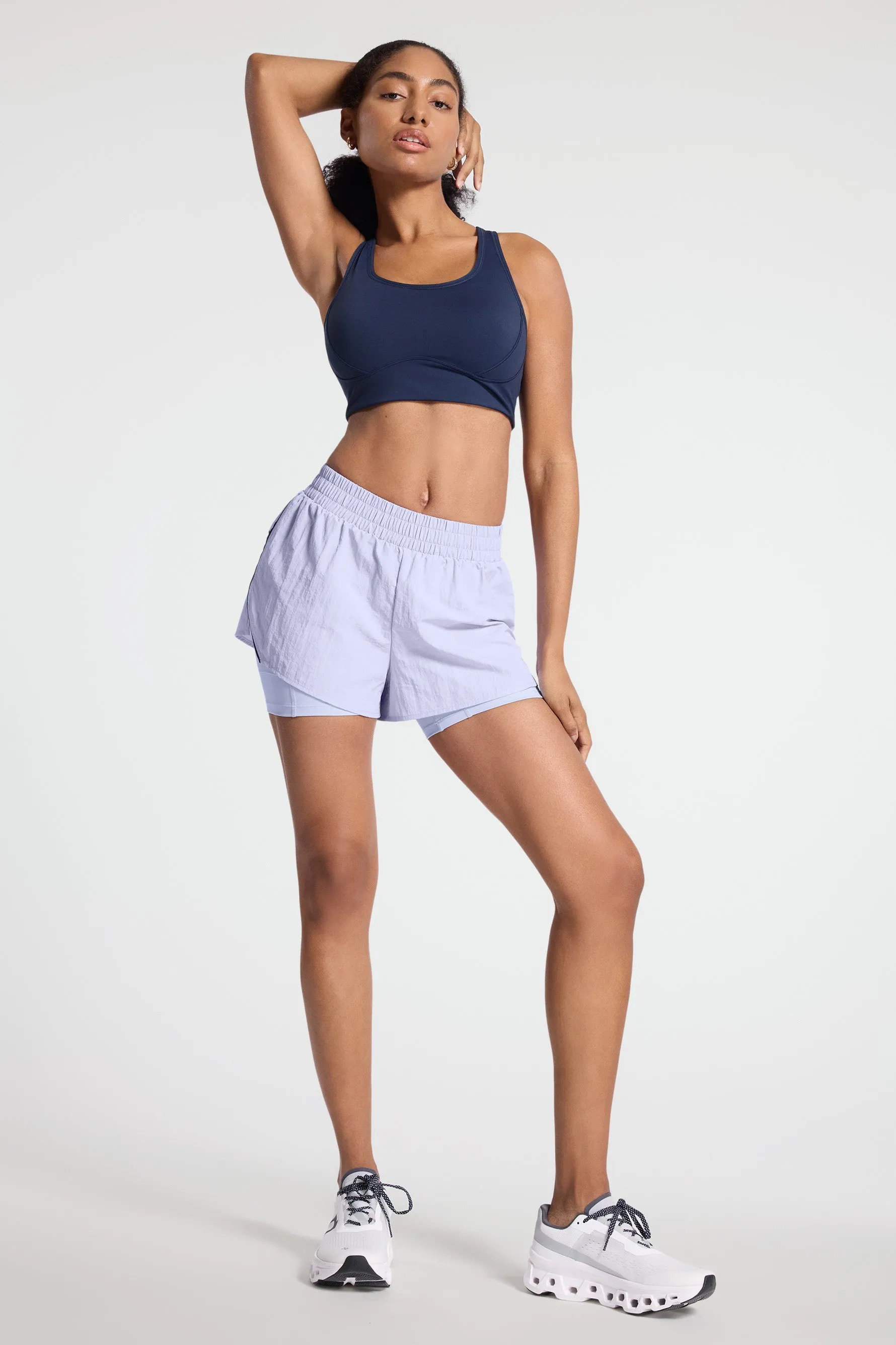 Contrast Run Short - Baby Lavender/navy Blazer