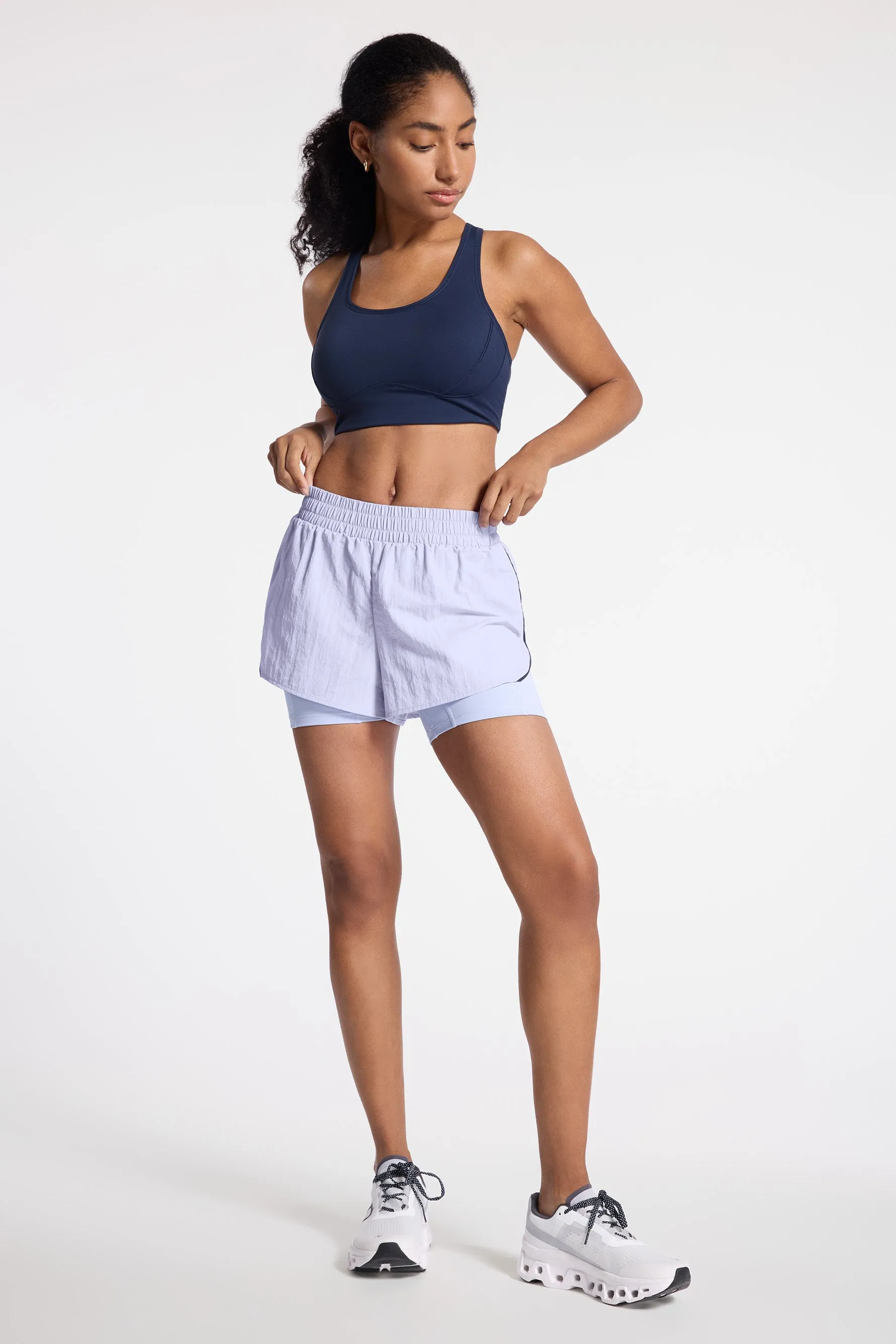 Contrast Run Short - Baby Lavender/navy Blazer