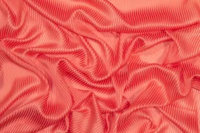 Coral Pink Striped Italian Silk Chiffon Burnout