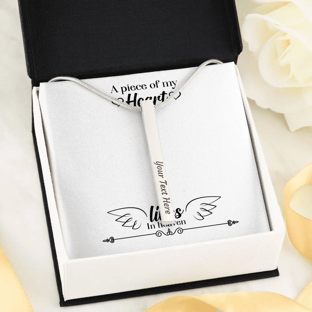 Custom 4 Sided Stick Bar Necklace -With Piece Message Card