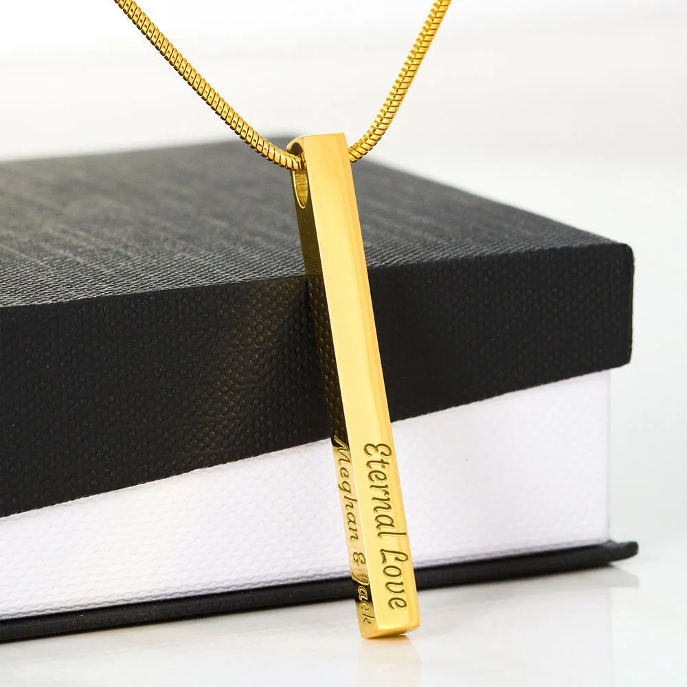 Custom 4 Sided Stick Bar Necklace -With Piece Message Card