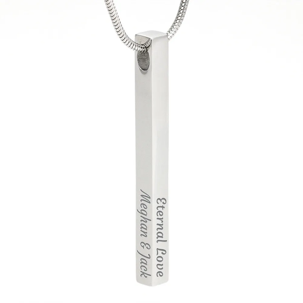 Custom 4 Sided Stick Bar Necklace -With Piece Message Card