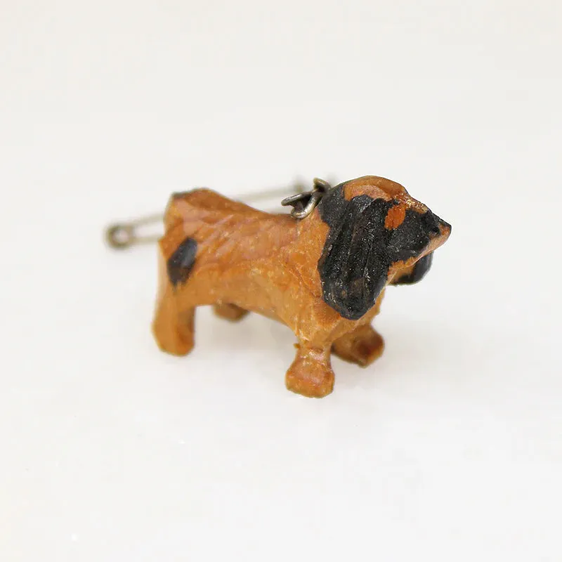 Cute Wooden Spaniel Mascot on Pin