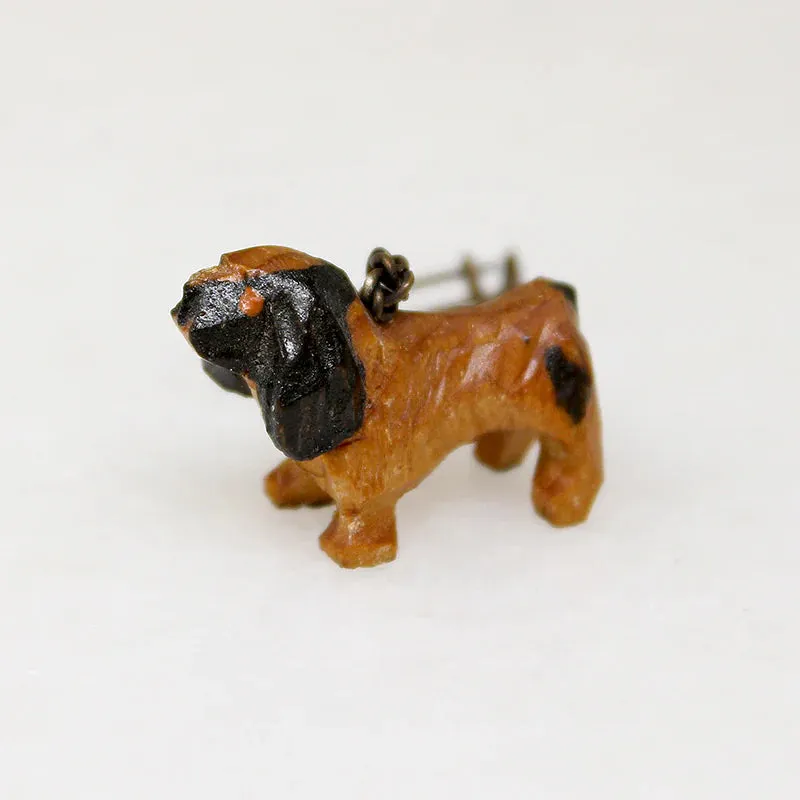 Cute Wooden Spaniel Mascot on Pin