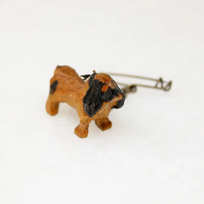 Cute Wooden Spaniel Mascot on Pin