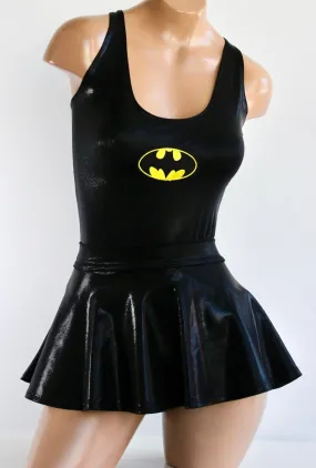 Dark Bat Hero Costume Set w Bodysuit and Mini Skirt