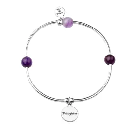 Daughter | Soft Bangle Charm Bracelet | Amethyst