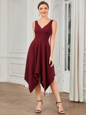 Deep V Neck Sleeveless Wholesale Evening Dresses with Asymmetrical Hem