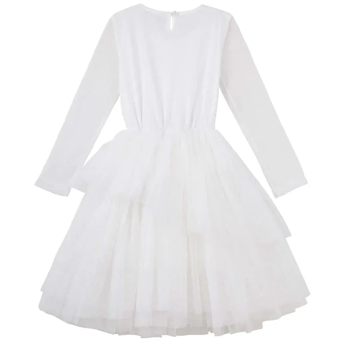 Designer Kidz Sally Long Sleeve Spot Tutu Dress - Ivory