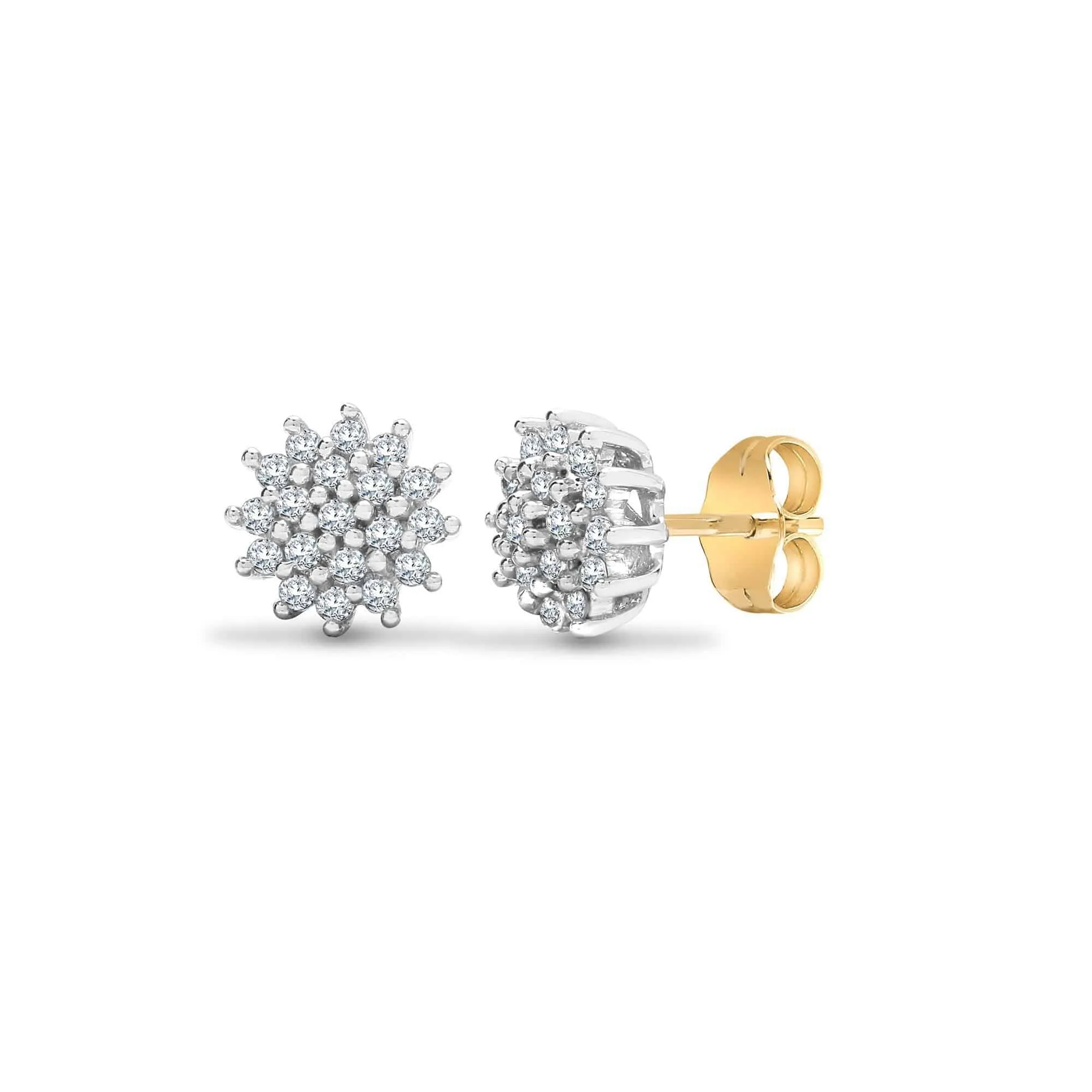 DIAMOND CLUSTER STUD EARRINGS IN 9K WHITE GOLD