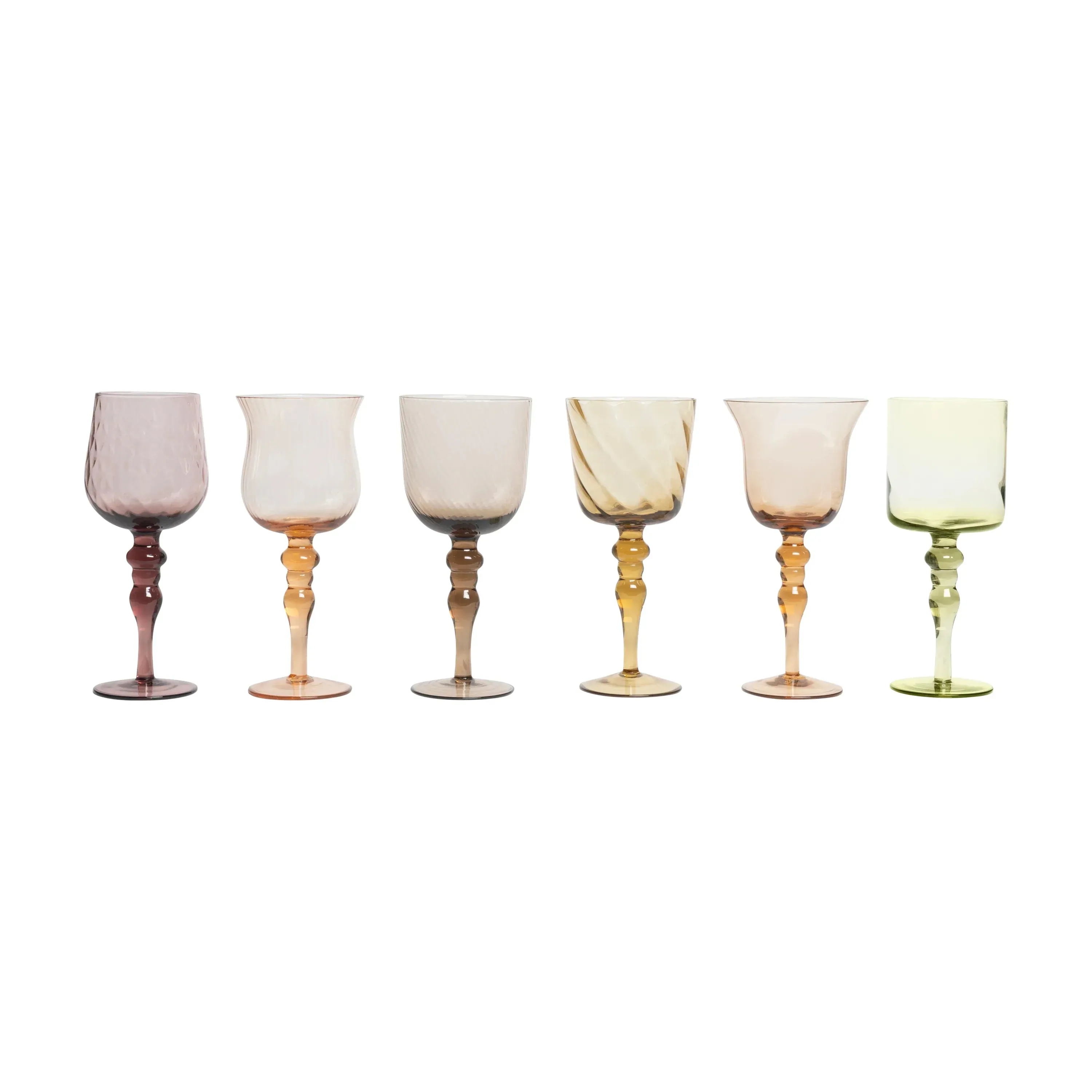 DISEGUALE SET 6 GOBLET TEXTURE AMBER/PINK