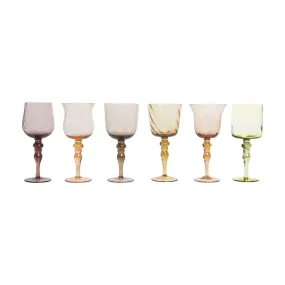 DISEGUALE SET 6 GOBLET TEXTURE AMBER/PINK