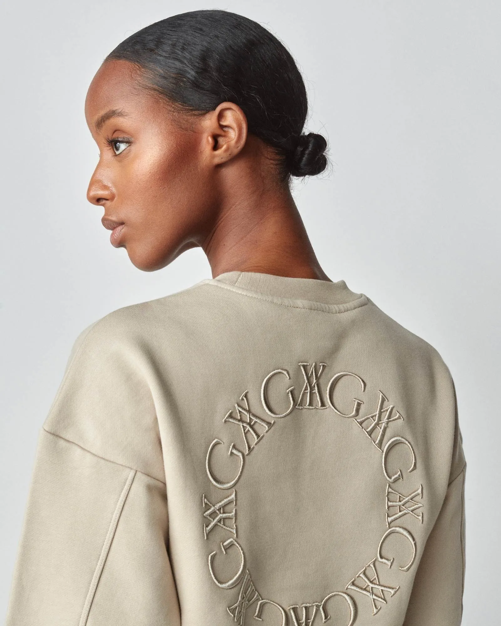 Embroidered Sweatshirt Tan