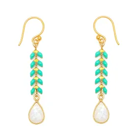 Enamel Cascade Drop Earrings - Aqua