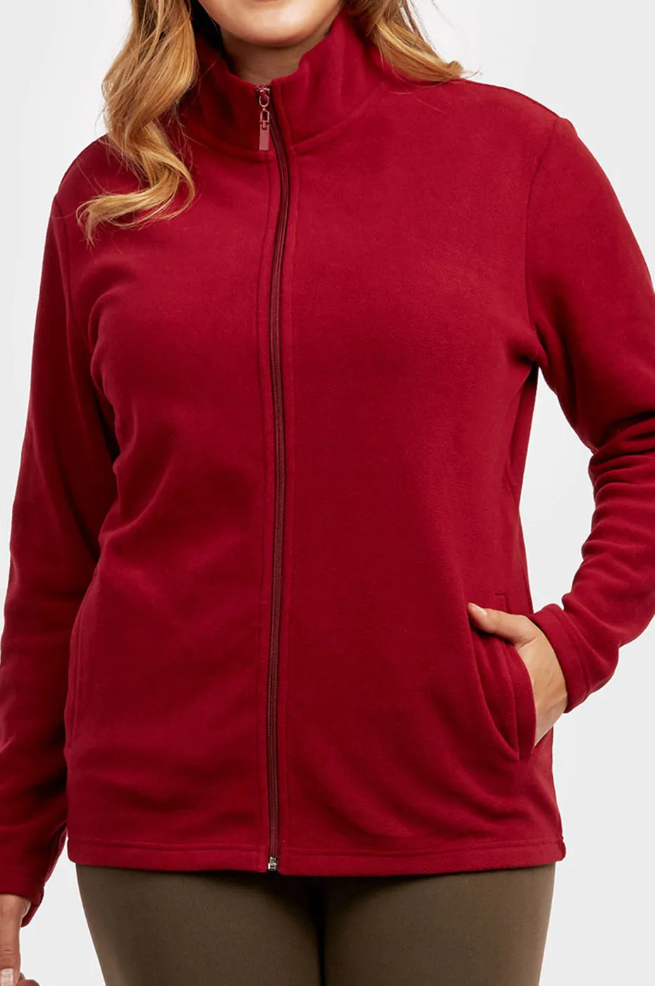 ET TU LADIES POLAR FLEECE JACKET PLUS SIZE (LPF200XE_BURGUNDY)