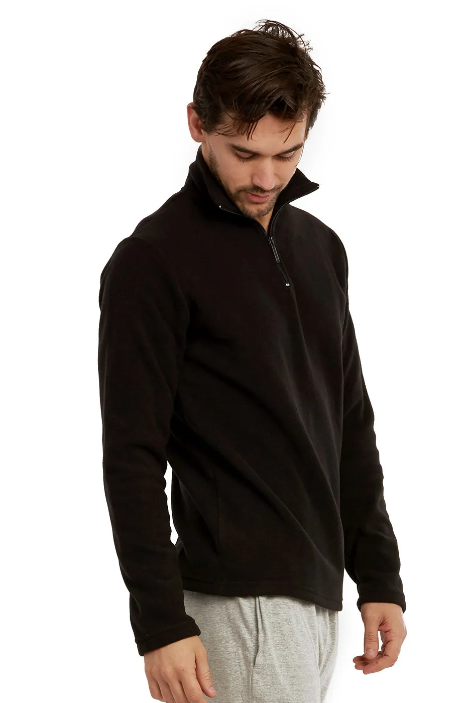 ET TU MEN'S POLAR FLEECE QUARTER PULLOVER (PF1000E_BLACK)