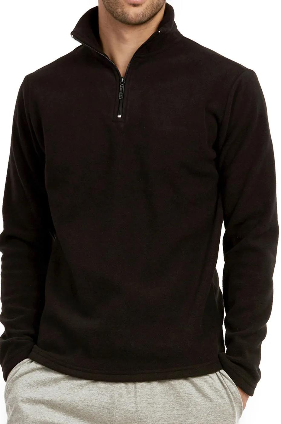 ET TU MEN'S POLAR FLEECE QUARTER PULLOVER (PF1000E_BLACK)