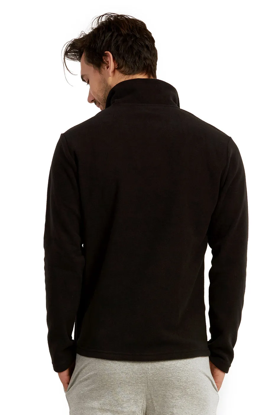 ET TU MEN'S POLAR FLEECE QUARTER PULLOVER (PF1000E_BLACK)