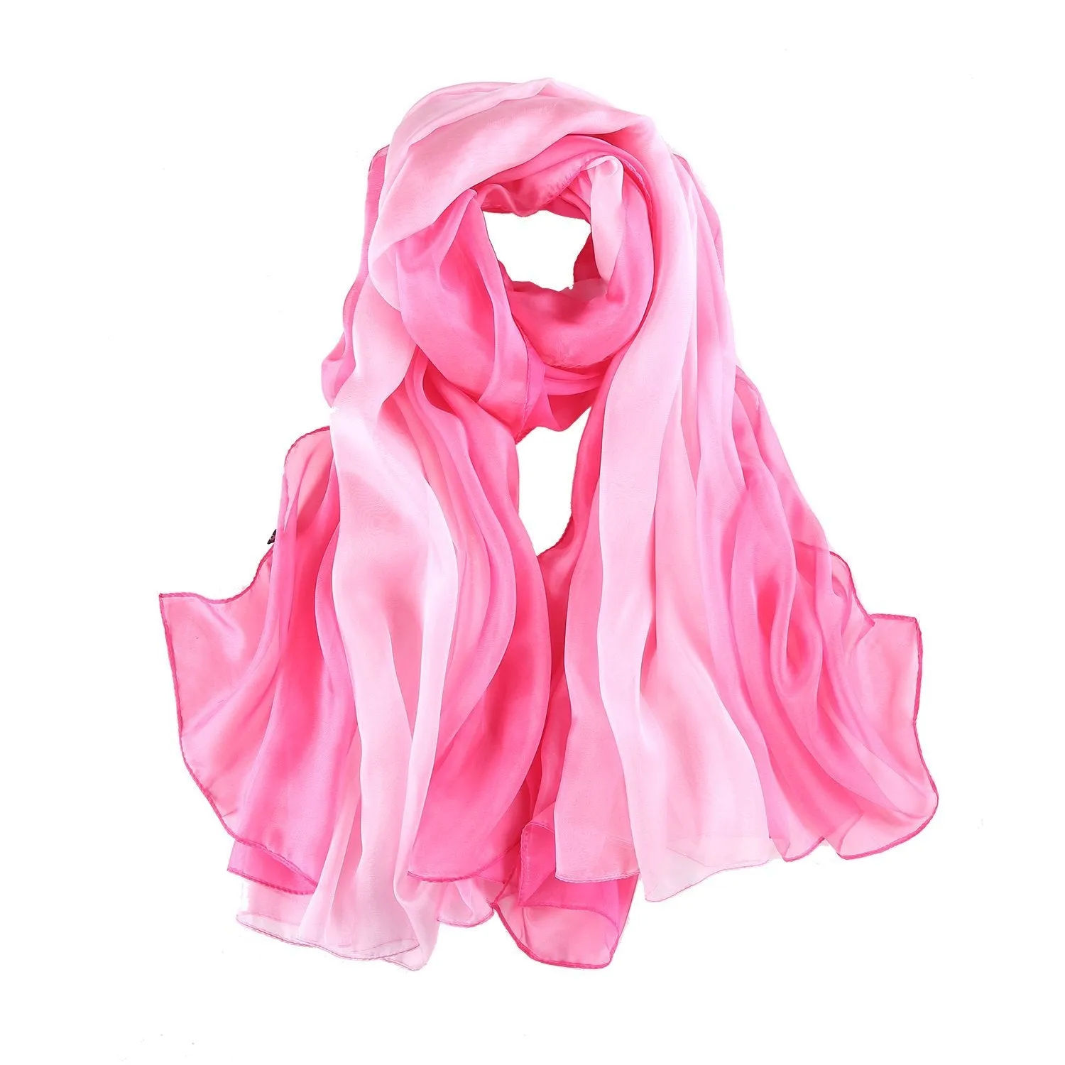 Extra Wide Chiffon Scarf Beach Scarf Gradient Pink Color CHD406