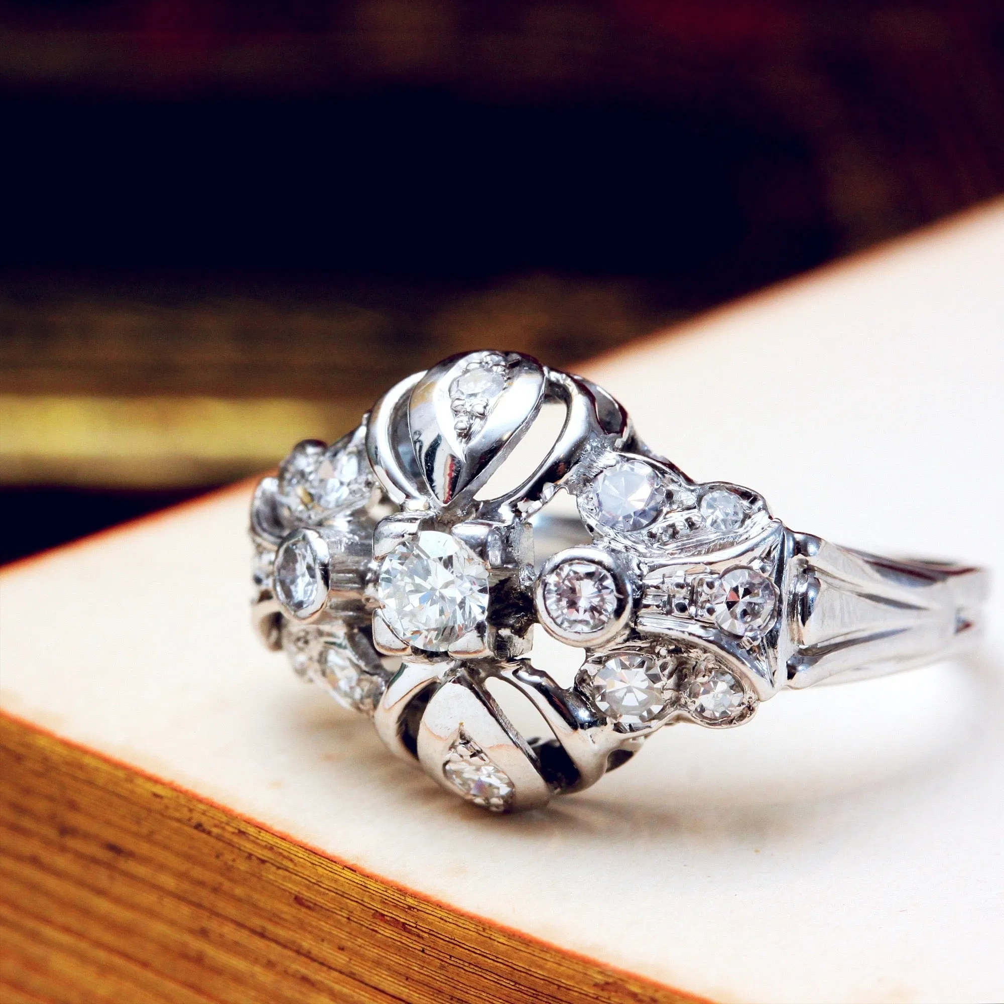 Fabulous Vintage Diamond Cocktail Dress Ring