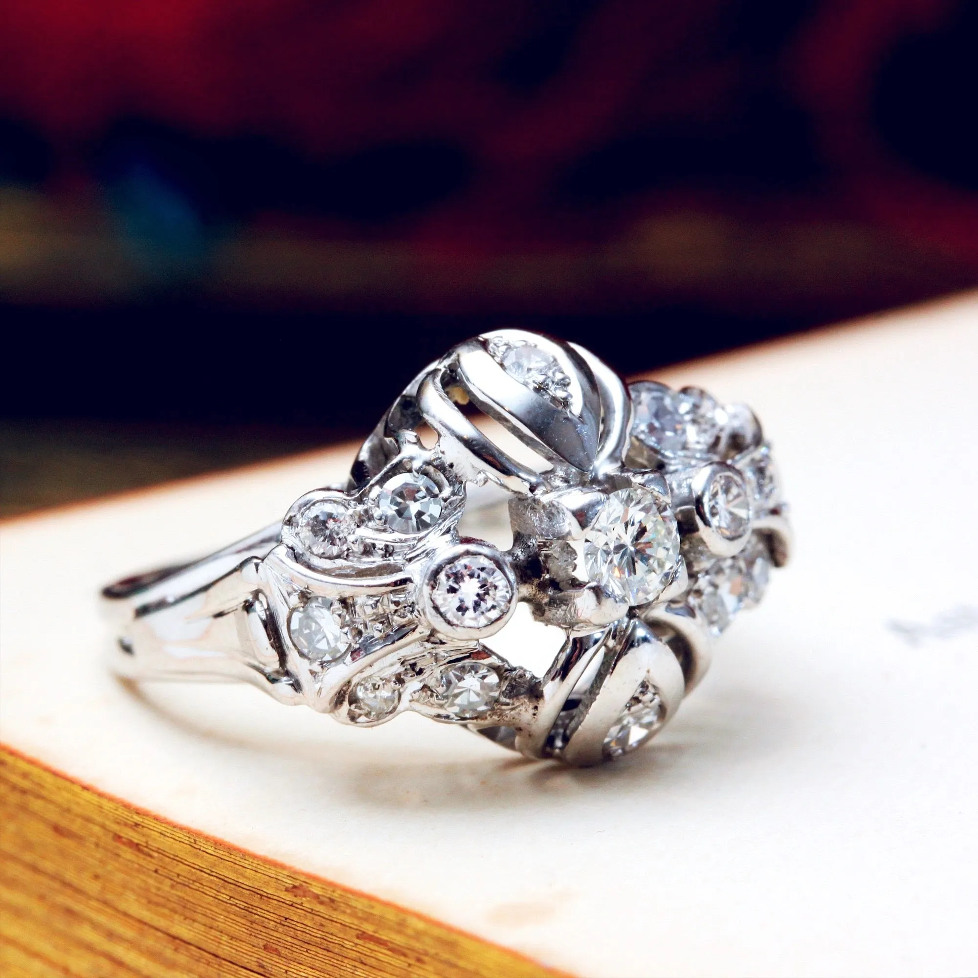 Fabulous Vintage Diamond Cocktail Dress Ring