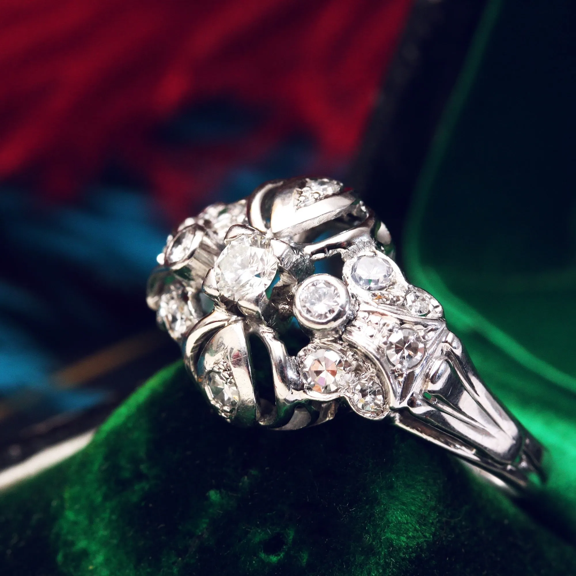 Fabulous Vintage Diamond Cocktail Dress Ring