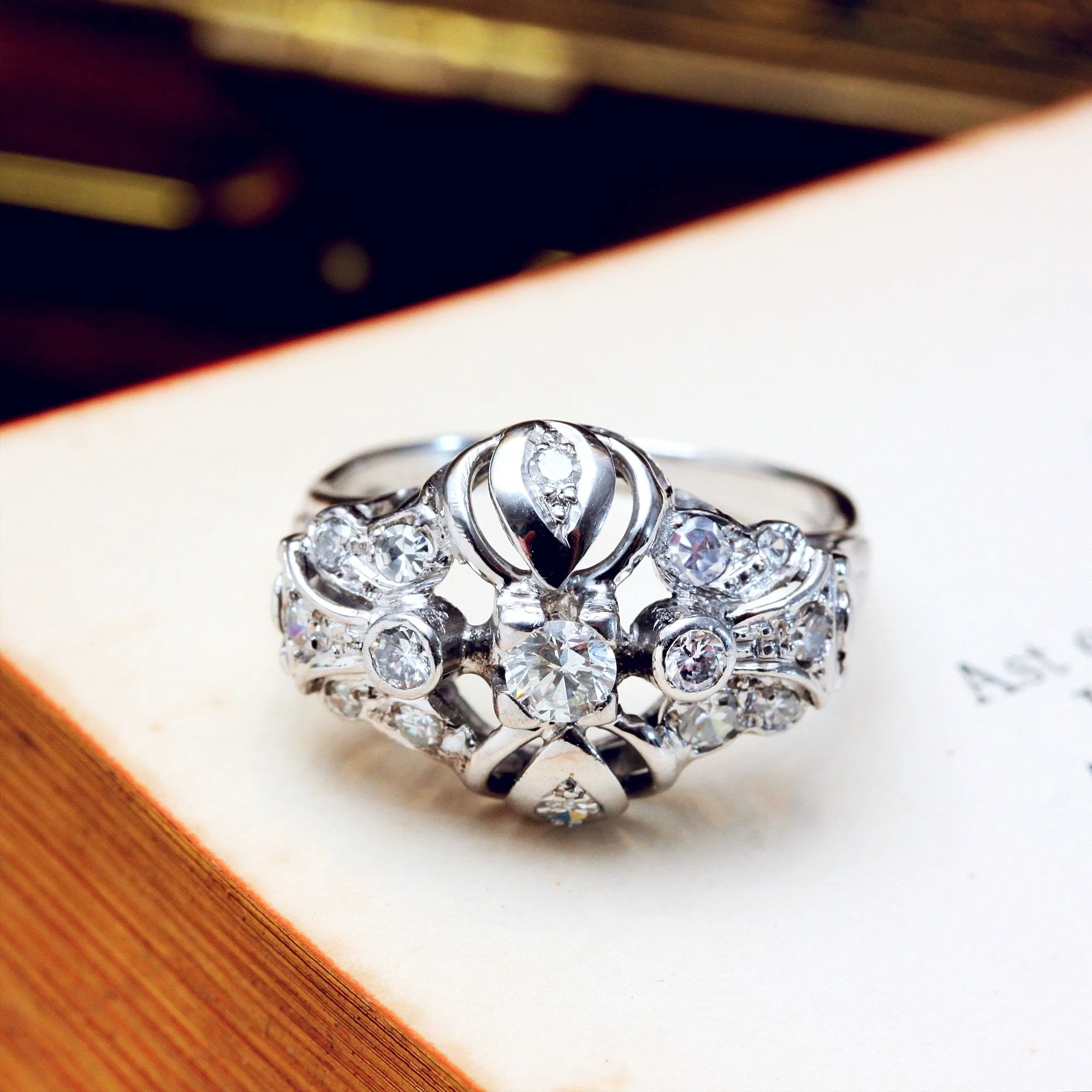 Fabulous Vintage Diamond Cocktail Dress Ring