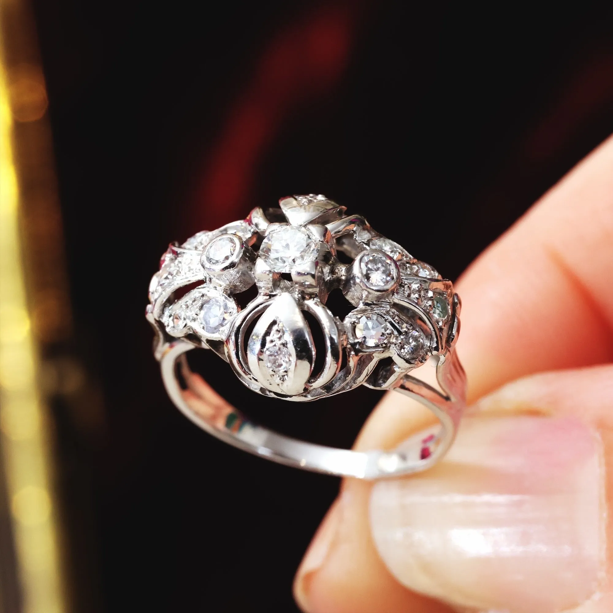 Fabulous Vintage Diamond Cocktail Dress Ring