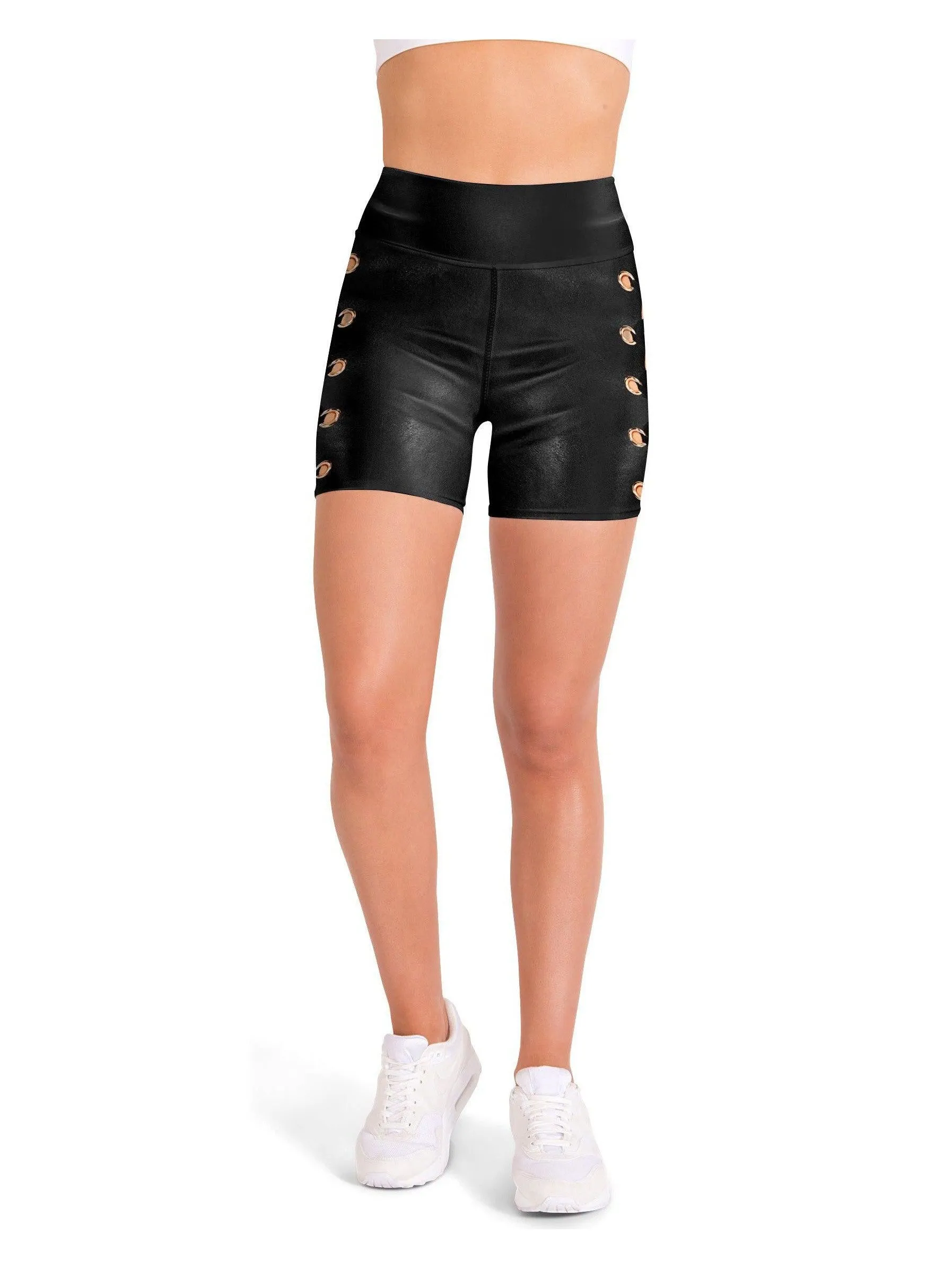 Faux Lace Up Yoga Shorts