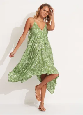 Folklore Scarf Dress  - Green Tea