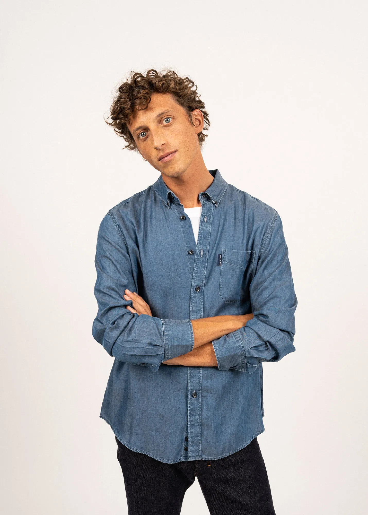 Frederic long sleeve shirt - regular fit, in chambray (CHAMBRAY)