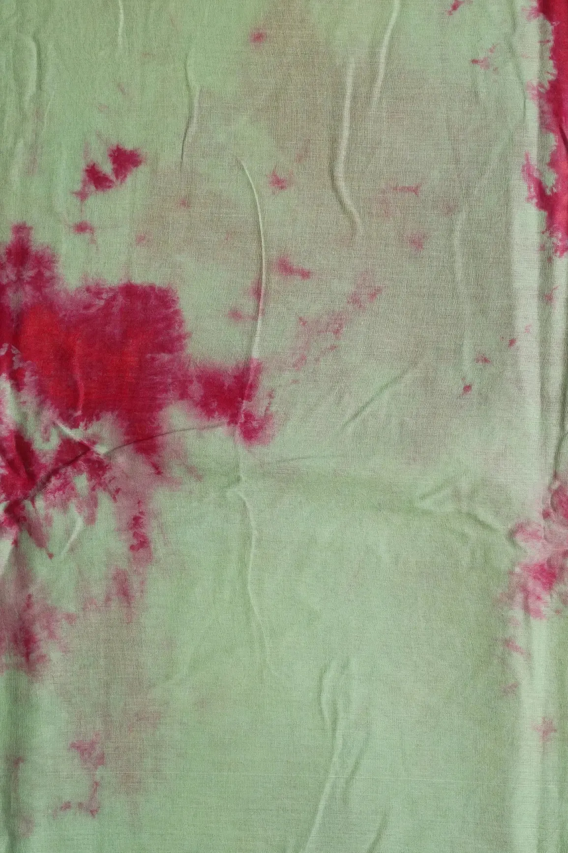 Fuchsia And Olive Tie & Dye Shibori Print On Pure Mul Cotton Fabric