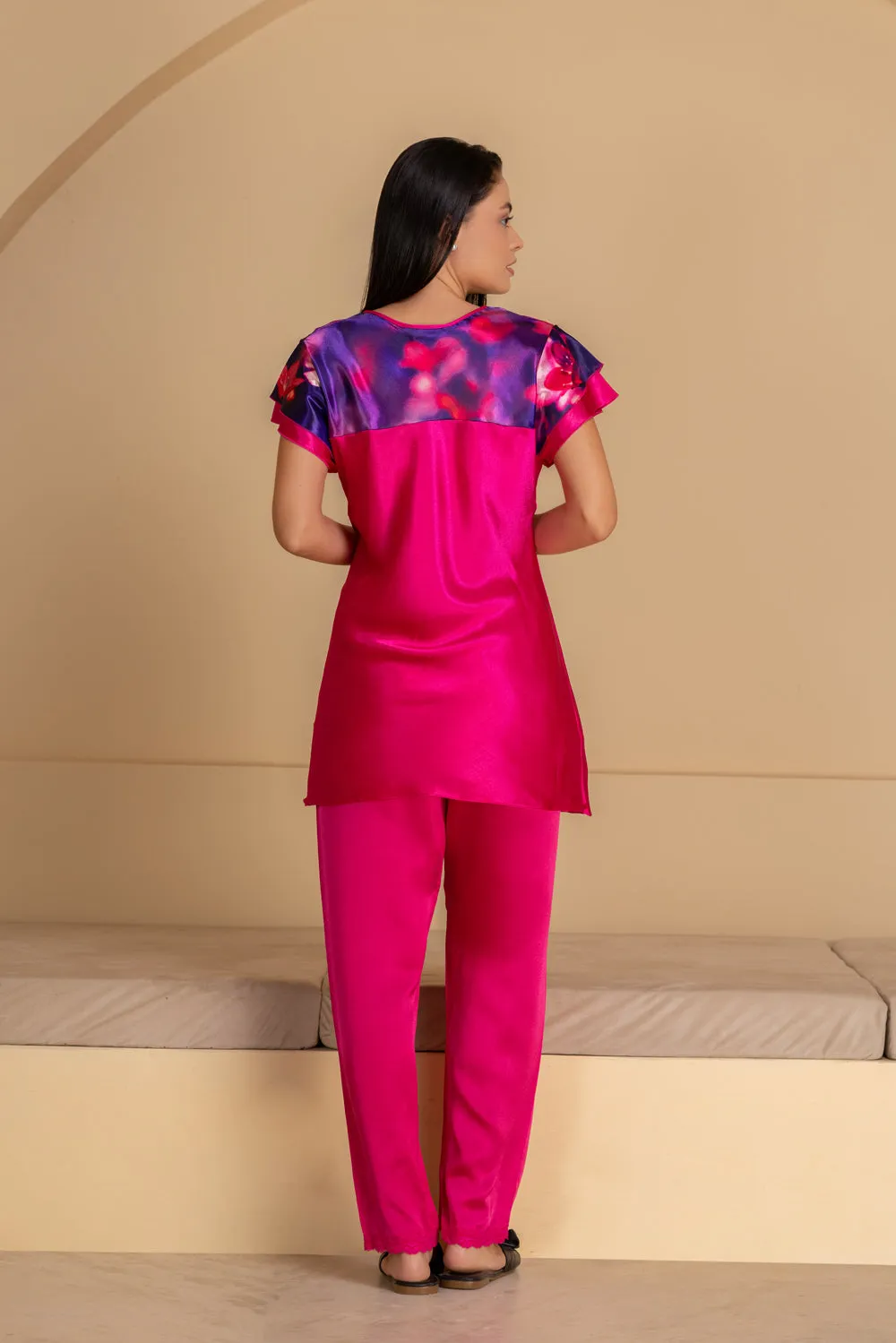 Fuschia satin Pj set