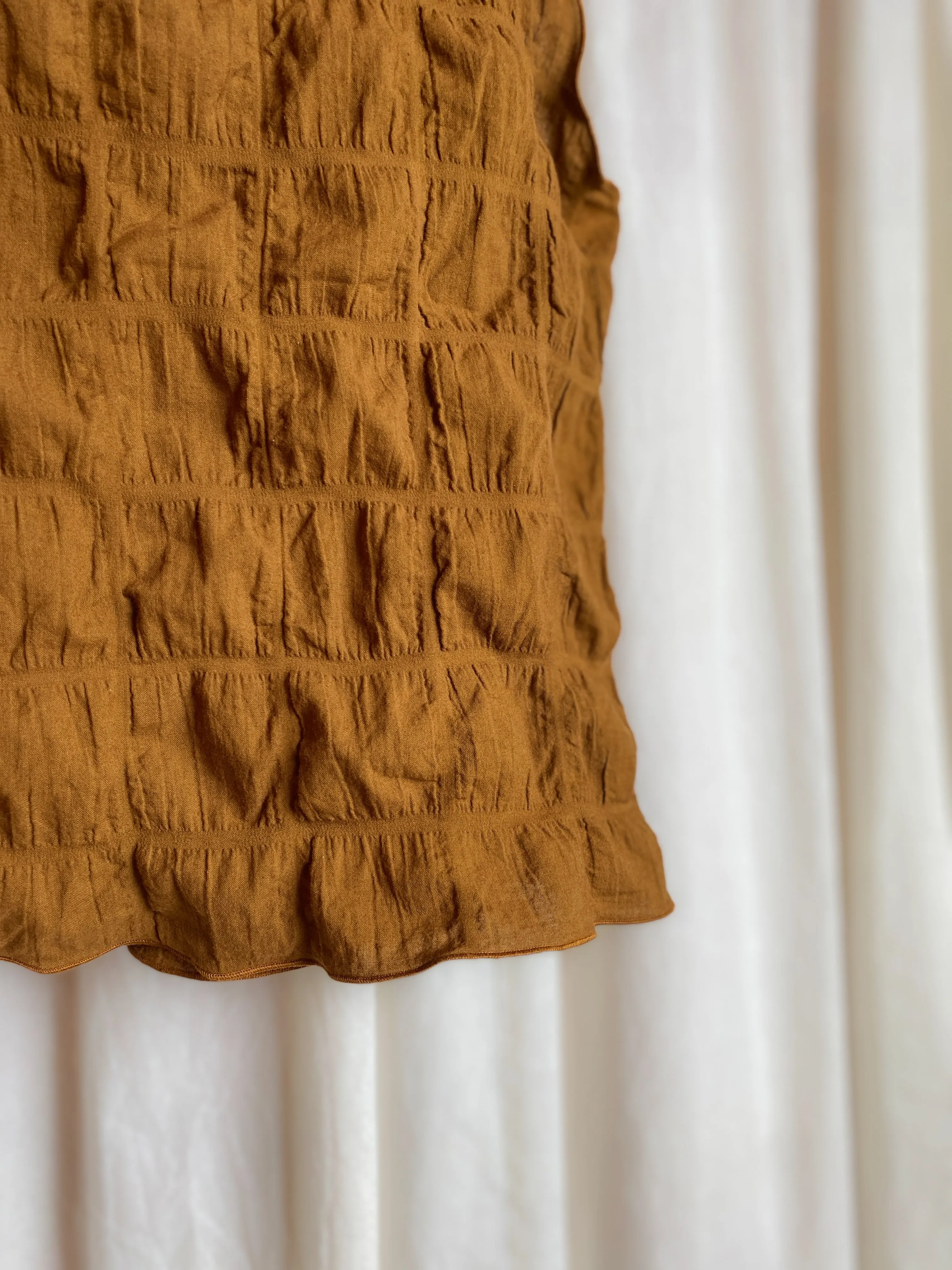 GARDENER'S TANK [ Burnt Orange Cotton, Sleeveless, Crinkled ]