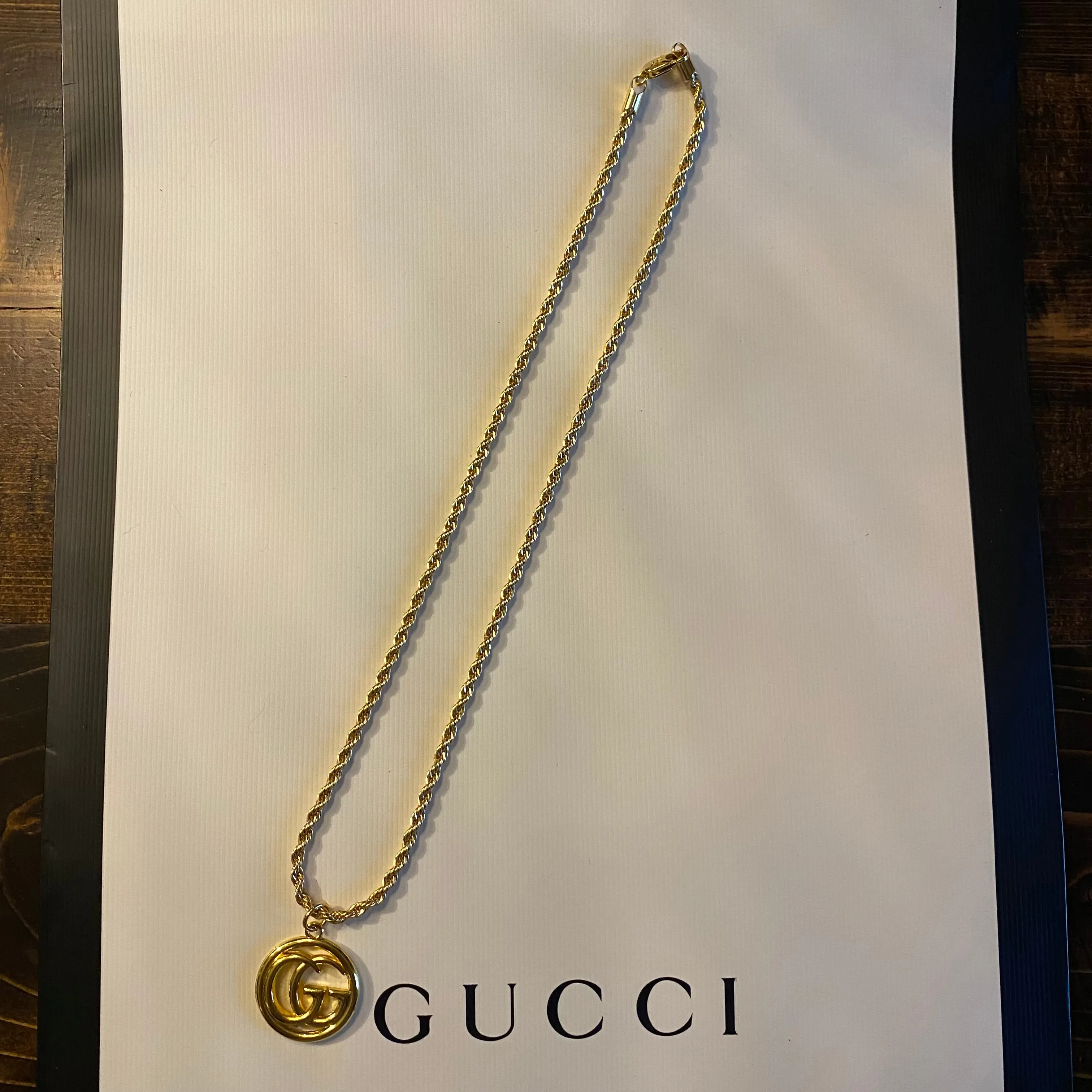 GG Zipper Pull on Gold-Filled Rope Necklace