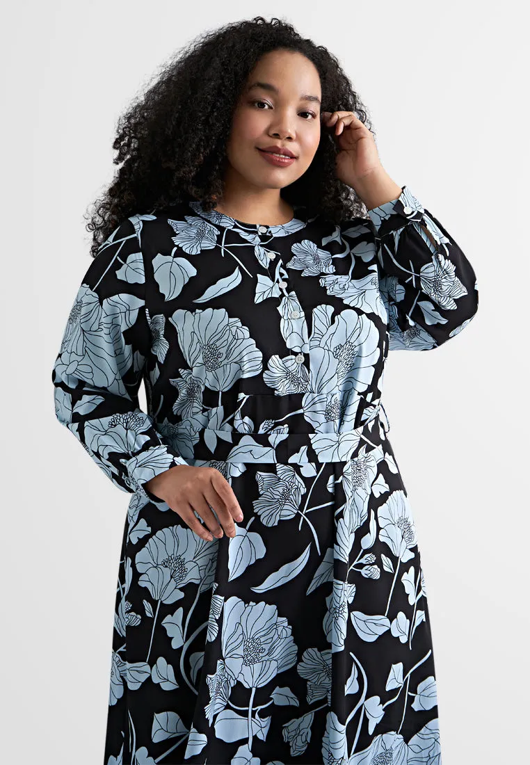 Gianna Elegant Printed Belted Dress