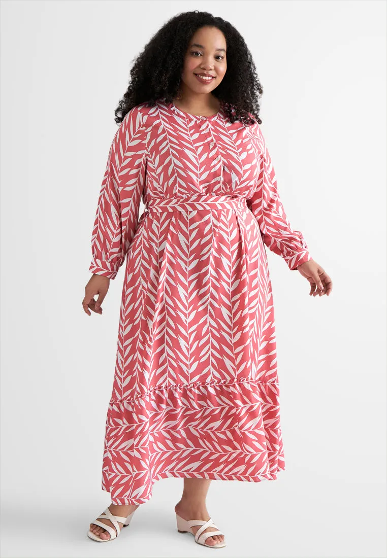 Gianna Elegant Printed Belted Dress