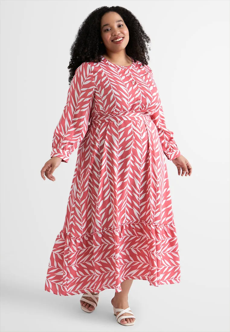 Gianna Elegant Printed Belted Dress