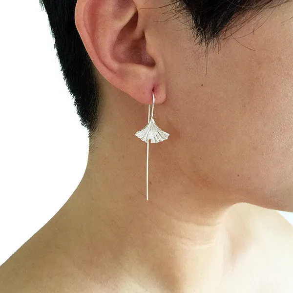 Ginkgo Sterling Silver Pull-Thru Earrings