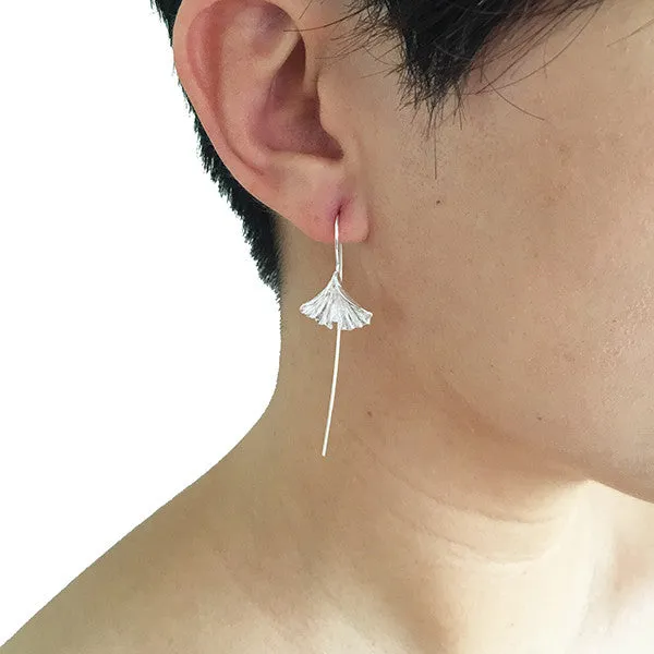 Ginkgo Sterling Silver Pull-Thru Earrings