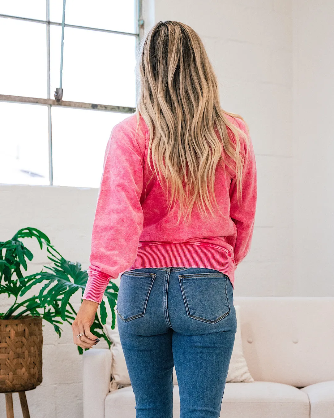 Girlfriend Crewneck Sweatshirt - Ash Fuchsia