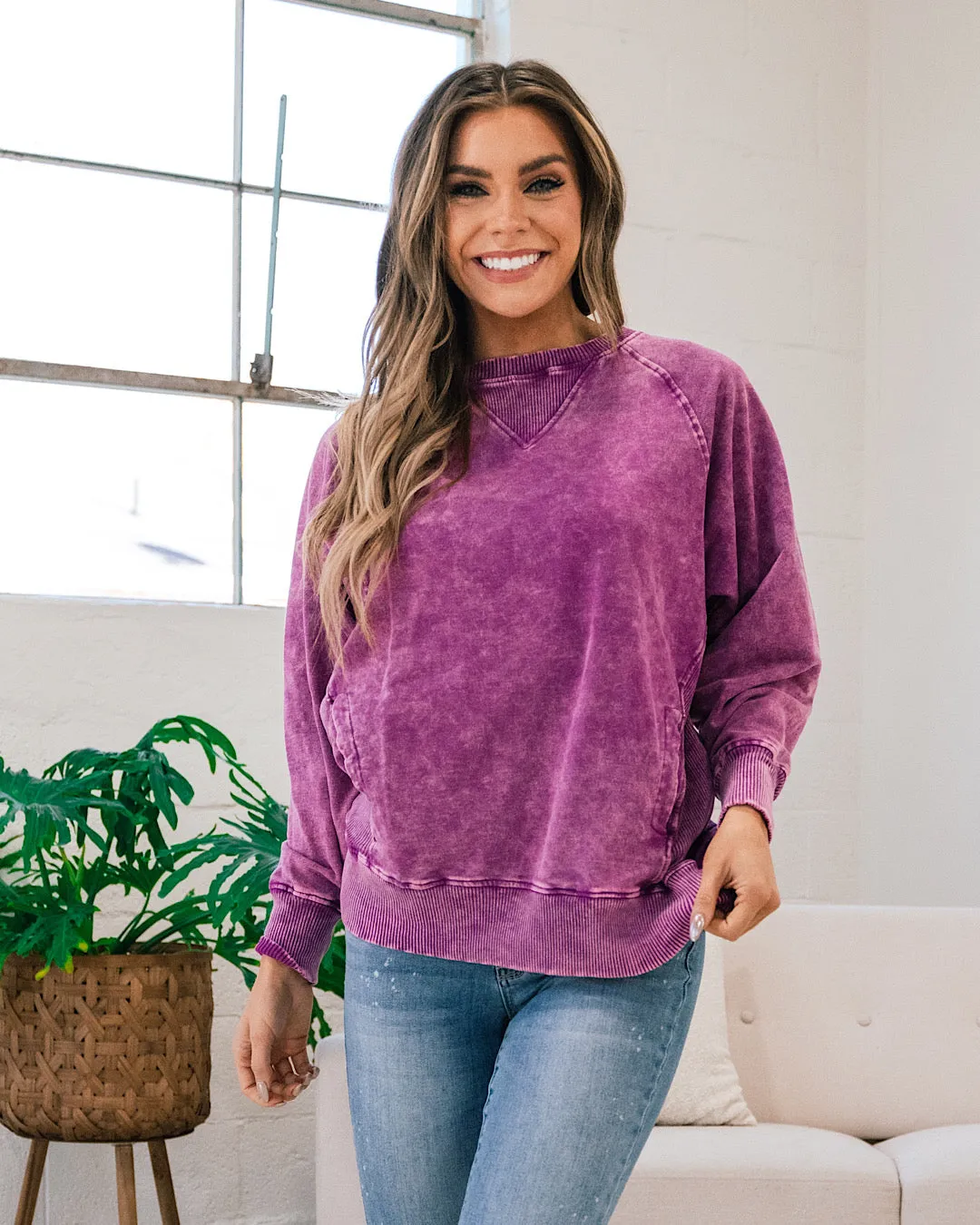 Girlfriend Crewneck Sweatshirt - Ash Light Plum