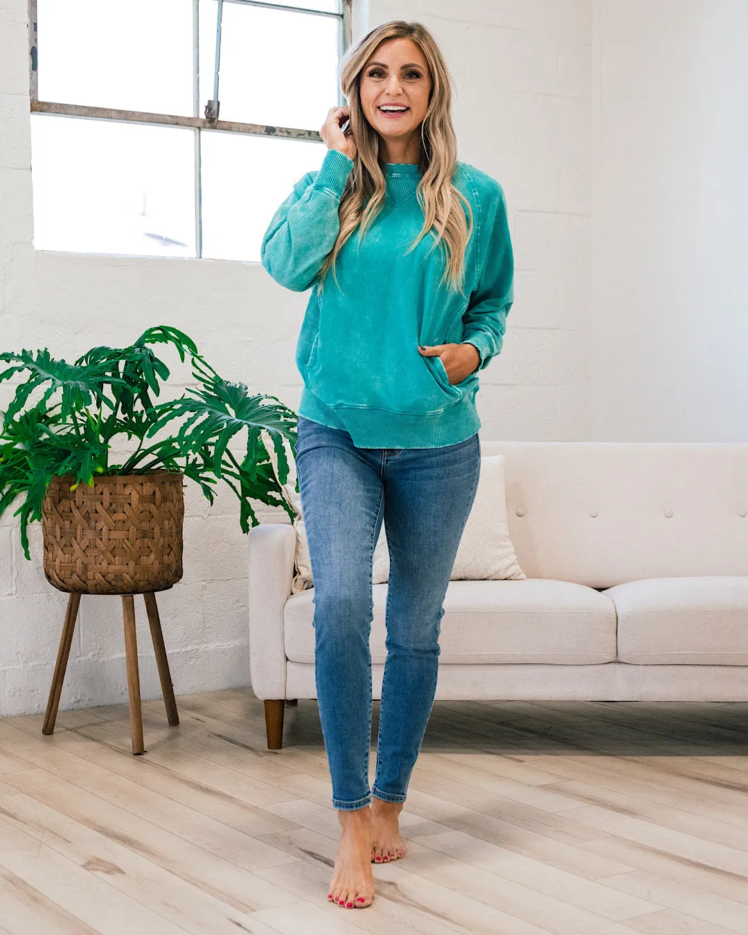 Girlfriend Crewneck Sweatshirt - Ash Light Teal