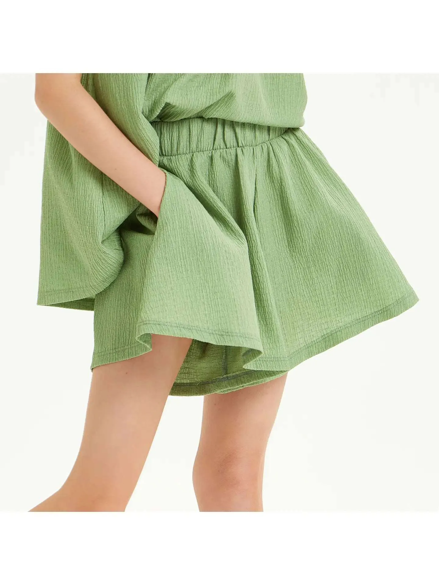 Good Girl Crinckle Olive Short Set