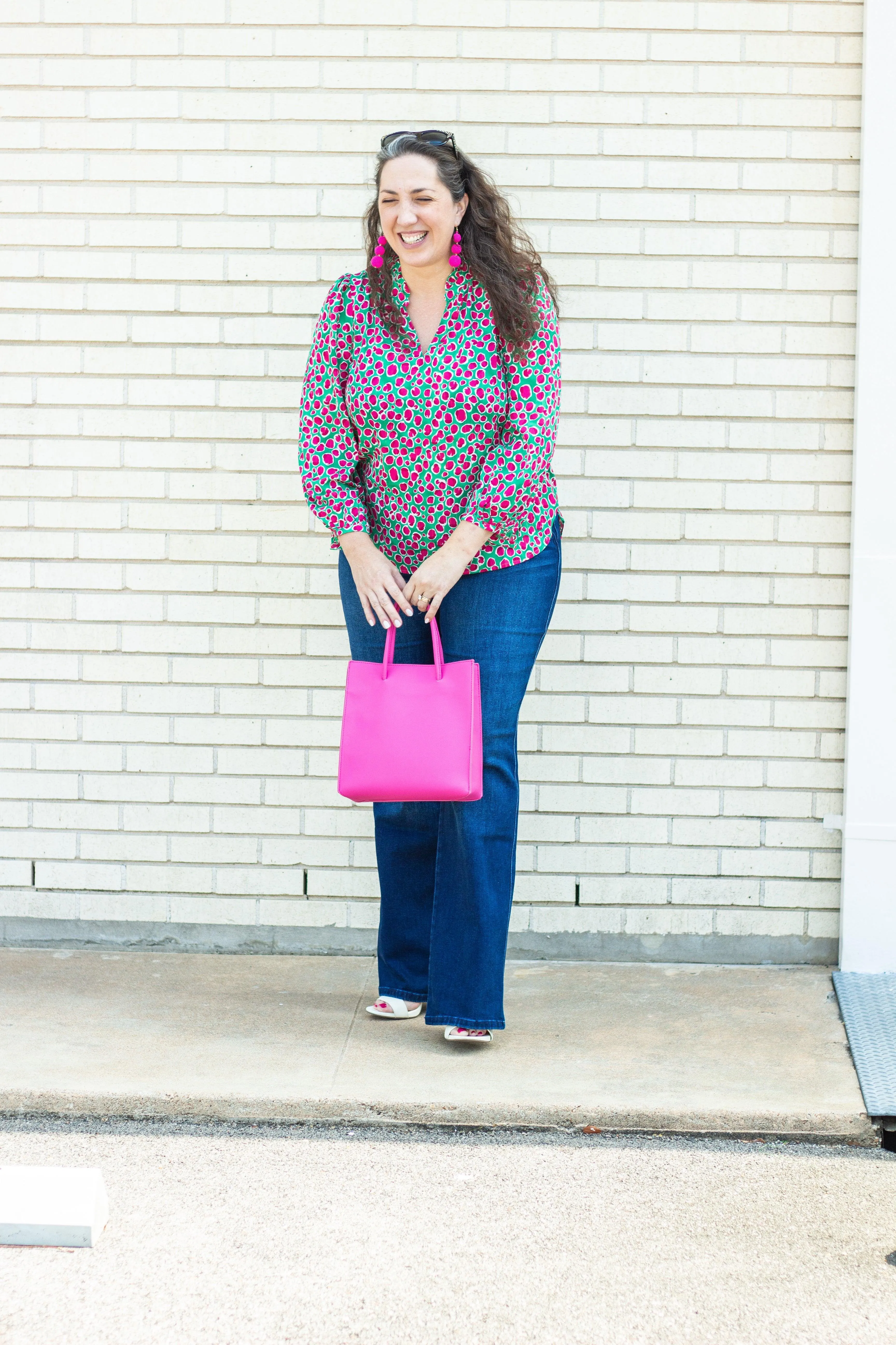 Green & Pink Printed Top