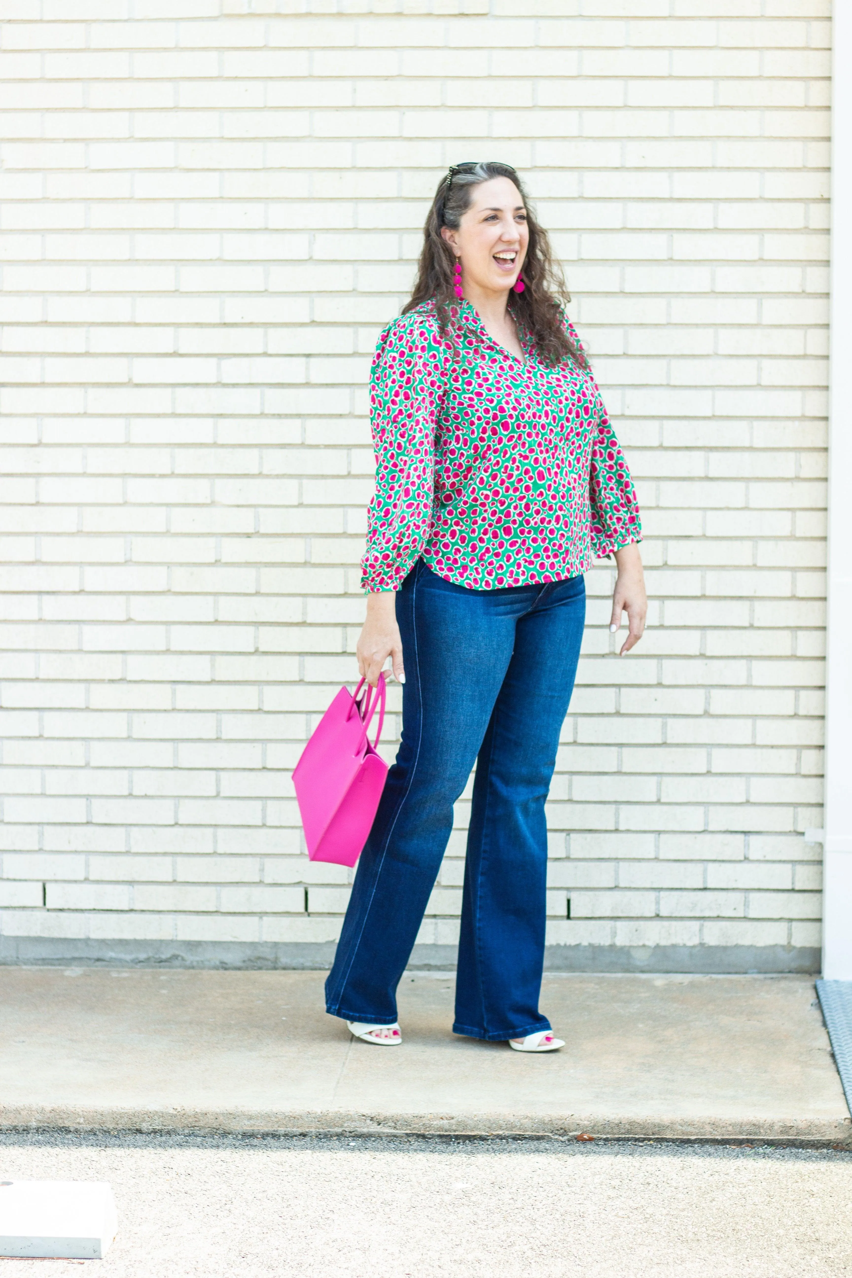 Green & Pink Printed Top