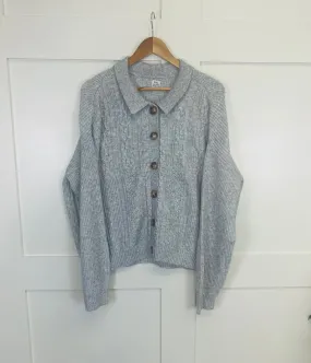 Grey Cable Contrast Cardigan